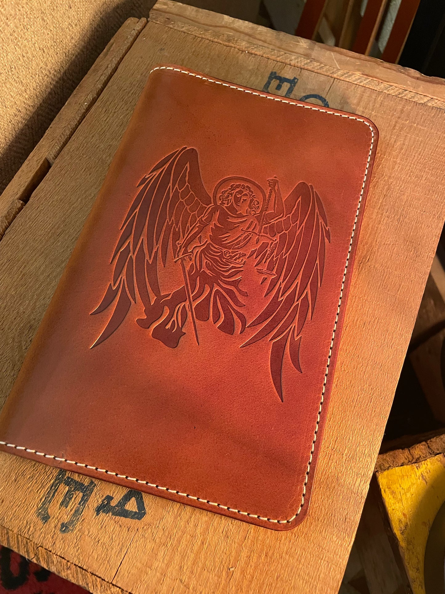 St. Michael Leather Journal Cover