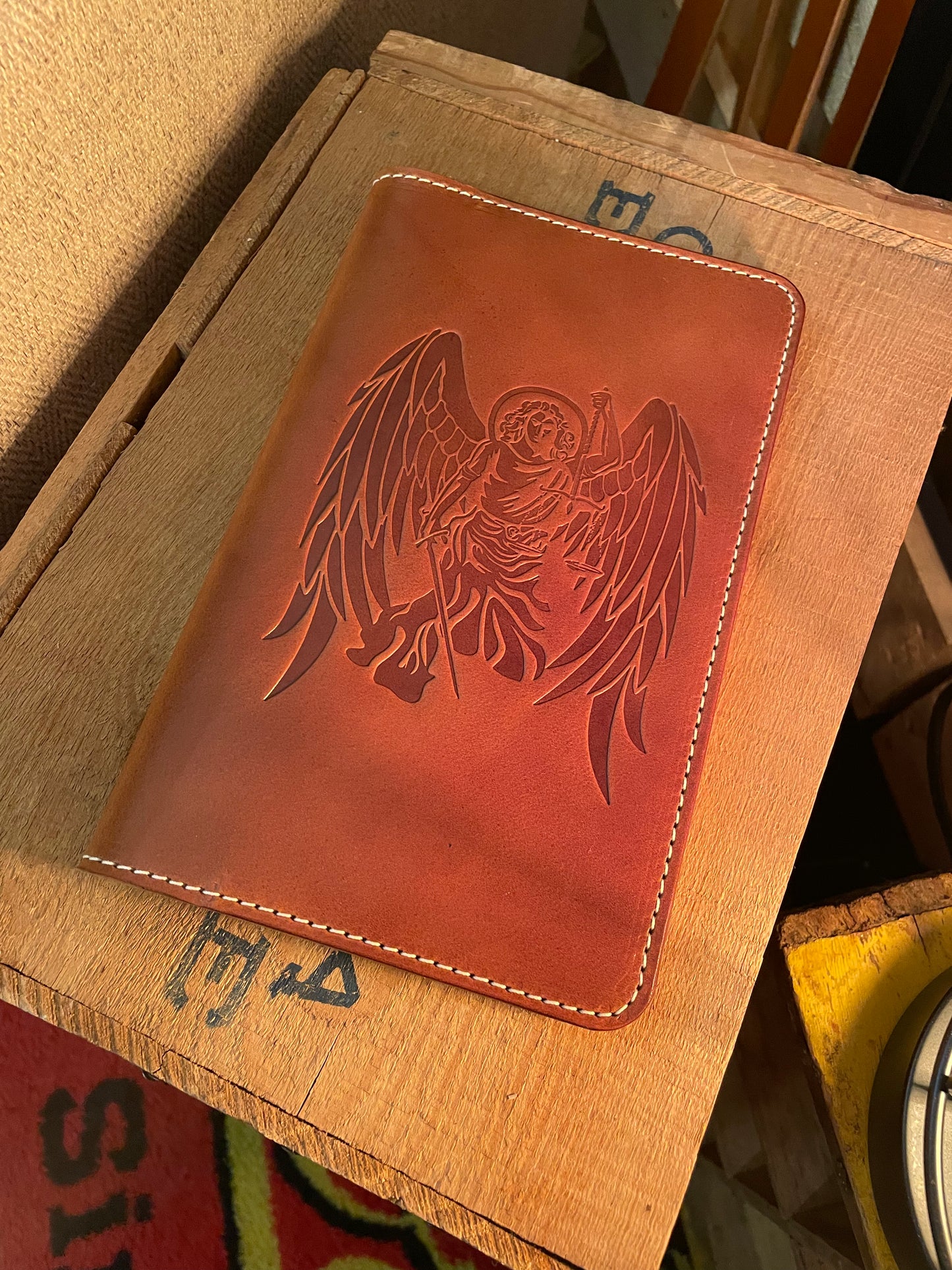 St. Michael Leather Journal Cover