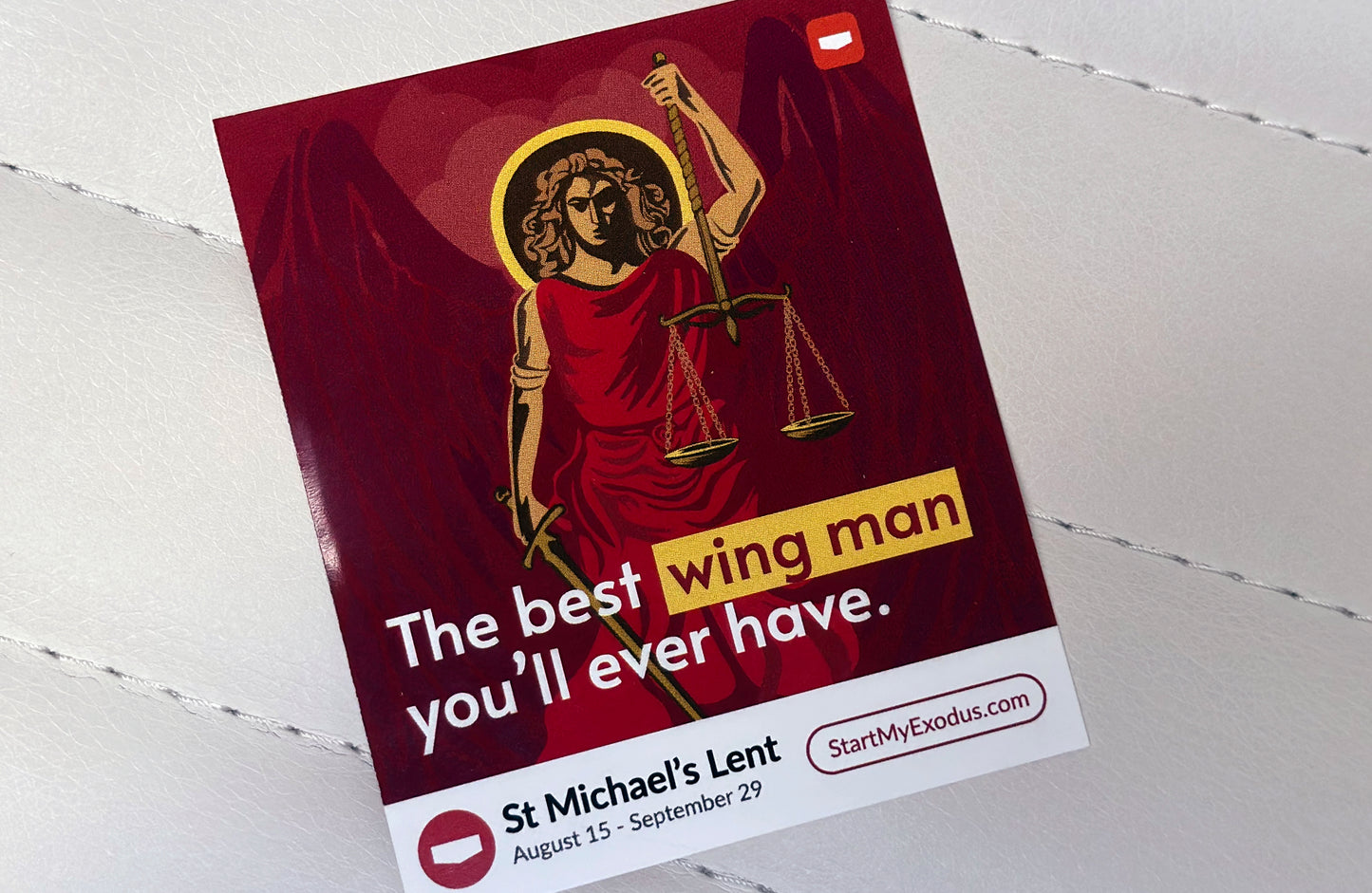 FREE: St. Michael's Lent Wing Man | App Card Sticker